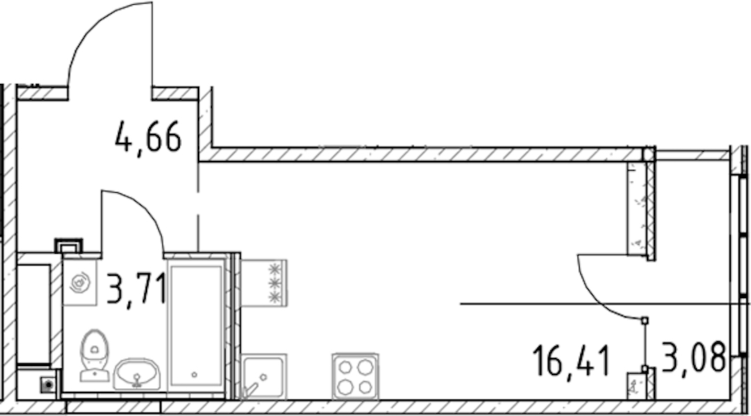 Квартира студия 24.78 м², 16/23 эт., ЖК «Город Первых»